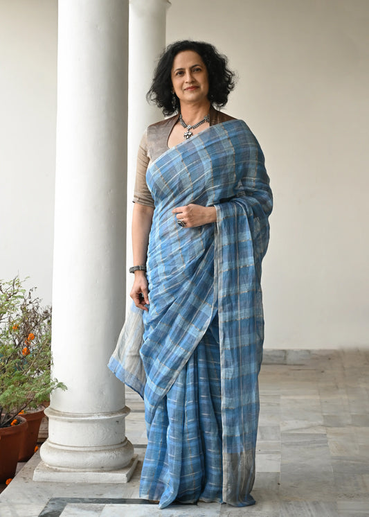 Multi Check saree - 7