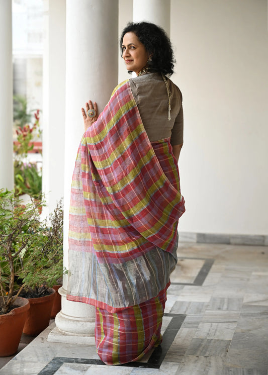 Multi Check saree - 4