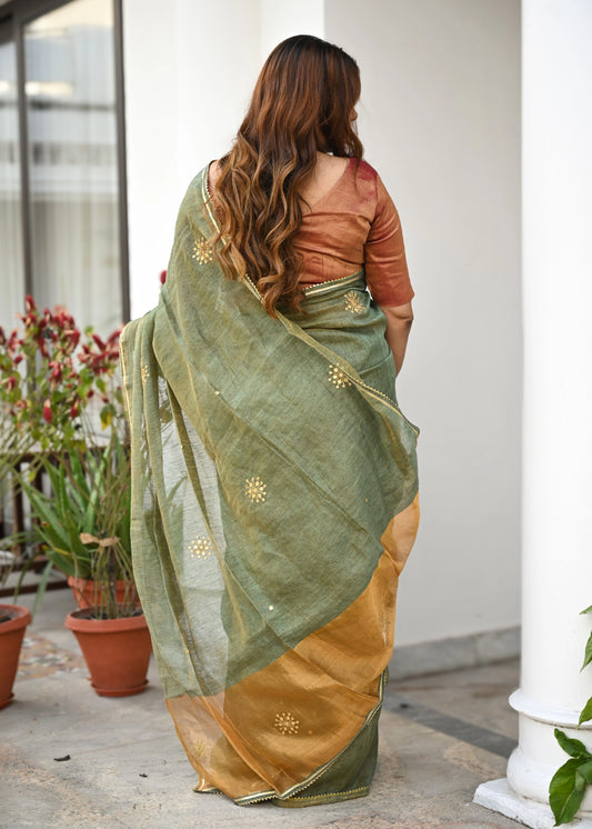 Golden Tissue Gota - Rani pink