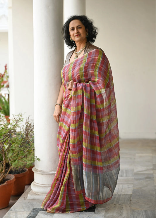 Multi Check saree - 4